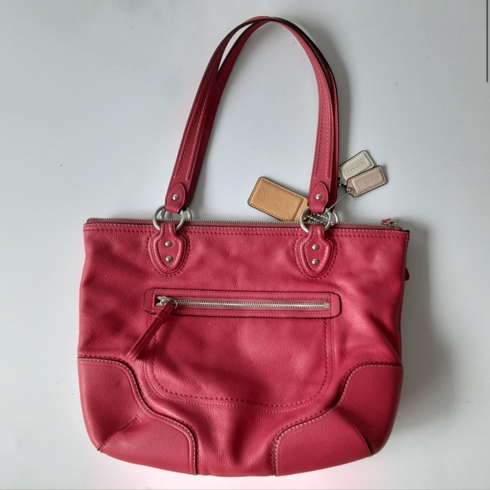 Coach  Poppy Rose Pink Pebbled Leather Handbag Tote